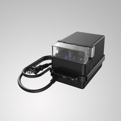 Transformateur extérieur basse tension de 60W avec minuterie et capteur photocellule, 120V AC à 12VAC, résistants aux intempéries.